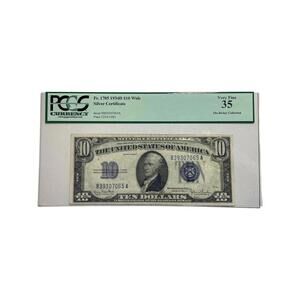 Certified 1934 Ten dollar Silver Certificate Blue Seal Note Fr. 1706 PCGS 35